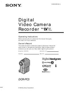 Sony DCR PC 3 E manual. Camera Instructions.